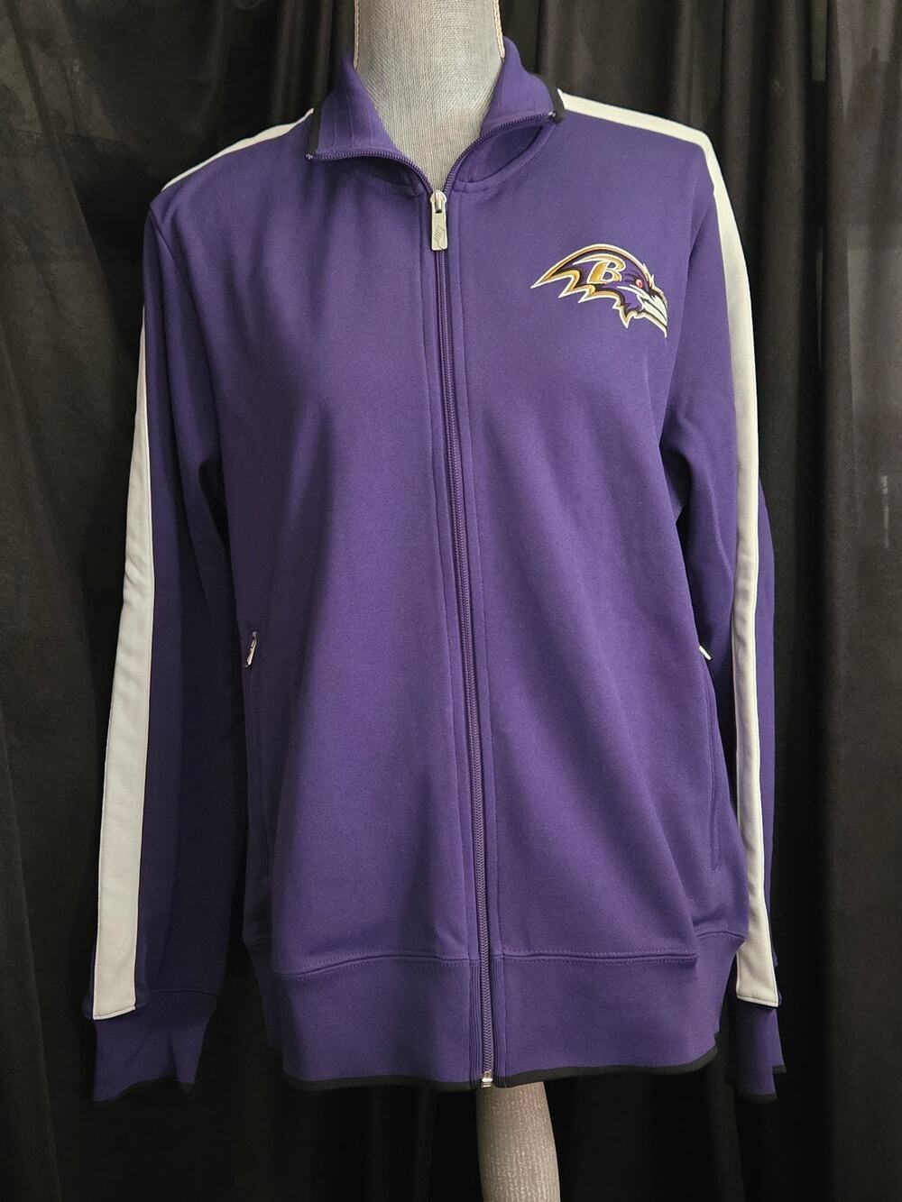 Men's NIKE On Field Onfield Purple/Black Baltimore Ravens Full Zip Jacket Large